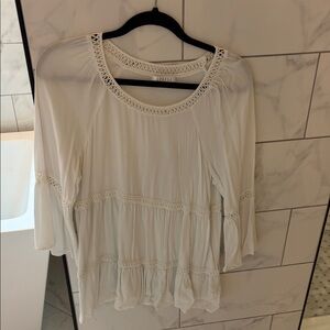 Spense White Lace Trim Blouse